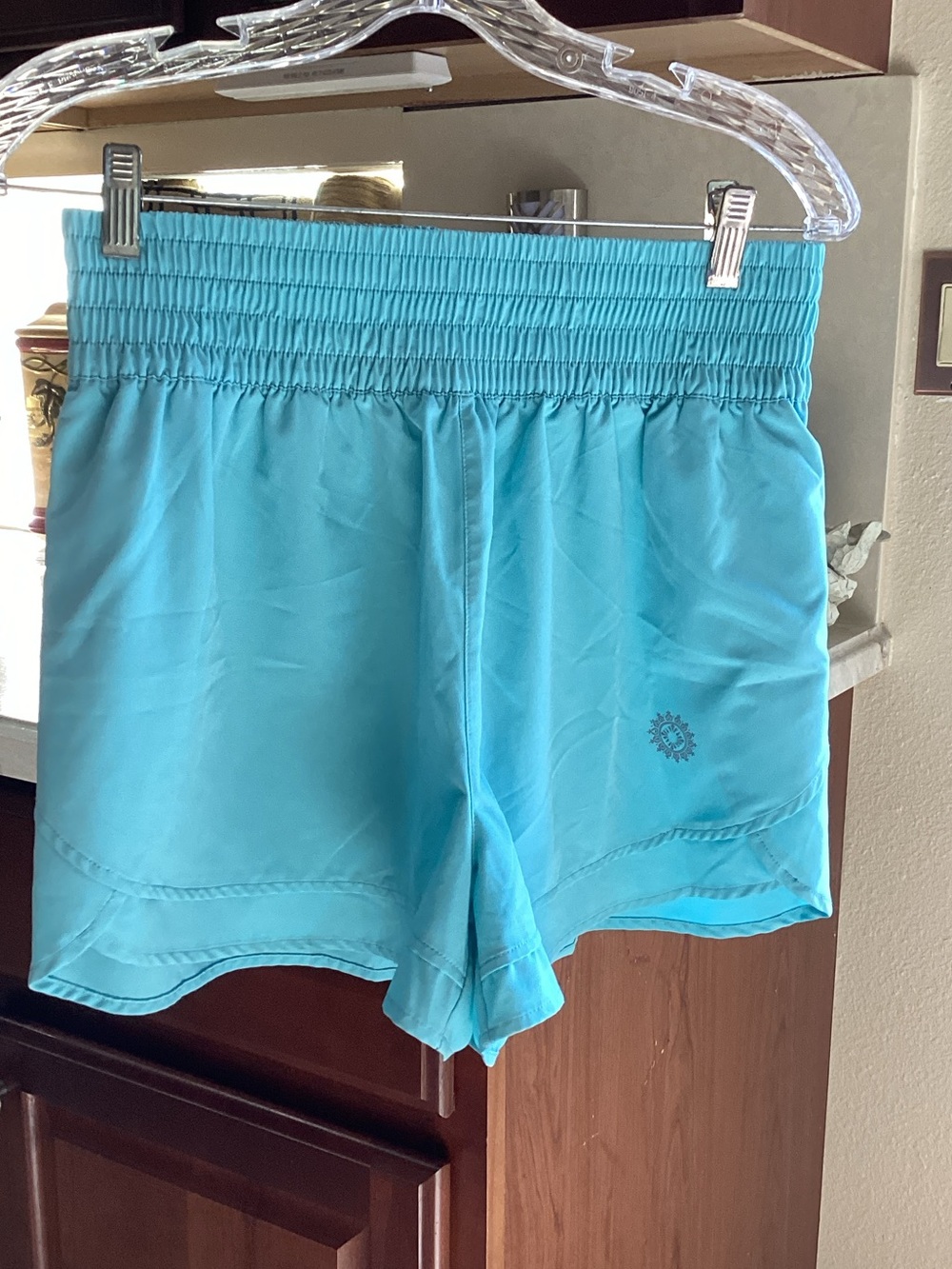 Women's Aqua Elastic Waist Athletic Shorts